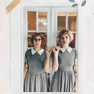 Retro cotton dress in Navy Blue